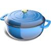 imageROVSUN 5 Quart Enameled Cast Iron Dutch Oven with Lid Dual Handles Oven Safe up to 500F or on Stovetop Compatible for Braising Stews Roasting Bread BakingBlueBlue