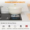 imageROVSUN 5 Quart Enameled Cast Iron Dutch Oven with Lid Dual Handles Oven Safe up to 500F or on Stovetop Compatible for Braising Stews Roasting Bread BakingBlueCream White