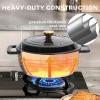 imageROVSUN 5 Quart Enameled Cast Iron Dutch Oven with Lid Dual Handles Oven Safe up to 500F or on Stovetop Compatible for Braising Stews Roasting Bread BakingBlueBlack