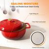 imageROVSUN 5 Quart Enameled Cast Iron Dutch Oven with Lid Dual Handles Oven Safe up to 500F or on Stovetop Compatible for Braising Stews Roasting Bread BakingBlueRed