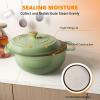 imageROVSUN 5 Quart Enameled Cast Iron Dutch Oven with Lid Dual Handles Oven Safe up to 500F or on Stovetop Compatible for Braising Stews Roasting Bread BakingBlueSage Green