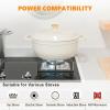 imageROVSUN 5 Quart Enameled Cast Iron Dutch Oven with Lid Dual Handles Oven Safe up to 500F or on Stovetop Compatible for Braising Stews Roasting Bread BakingBlueCream White