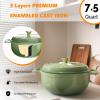 imageROVSUN 5 Quart Enameled Cast Iron Dutch Oven with Lid Dual Handles Oven Safe up to 500F or on Stovetop Compatible for Braising Stews Roasting Bread BakingBlueSage Green