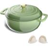 imageROVSUN 5 Quart Enameled Cast Iron Dutch Oven with Lid Dual Handles Oven Safe up to 500F or on Stovetop Compatible for Braising Stews Roasting Bread BakingBlueSage Green