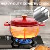 imageROVSUN 5 Quart Enameled Cast Iron Dutch Oven with Lid Dual Handles Oven Safe up to 500F or on Stovetop Compatible for Braising Stews Roasting Bread BakingBlueRed