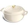 imageROVSUN 5 Quart Enameled Cast Iron Dutch Oven with Lid Dual Handles Oven Safe up to 500F or on Stovetop Compatible for Braising Stews Roasting Bread BakingBlueCream White