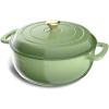 imageROVSUN 5 Quart Enameled Cast Iron Dutch Oven with Lid Dual Handles Oven Safe up to 500F or on Stovetop Compatible for Braising Stews Roasting Bread BakingBlueSage Green