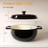 imageROVSUN 5 Quart Enameled Cast Iron Dutch Oven with Lid Dual Handles Oven Safe up to 500F or on Stovetop Compatible for Braising Stews Roasting Bread BakingBlueBlack