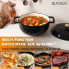 imageROVSUN 5 Quart Enameled Cast Iron Dutch Oven with Lid Dual Handles Oven Safe up to 500F or on Stovetop Compatible for Braising Stews Roasting Bread BakingBlueBlack