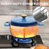 imageROVSUN 5 Quart Enameled Cast Iron Dutch Oven with Lid Dual Handles Oven Safe up to 500F or on Stovetop Compatible for Braising Stews Roasting Bread BakingBlueBlue