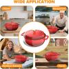 imageROVSUN 5 Quart Enameled Cast Iron Dutch Oven with Lid Dual Handles Oven Safe up to 500F or on Stovetop Compatible for Braising Stews Roasting Bread BakingBlueRed