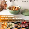 imageROVSUN 5 Quart Enameled Cast Iron Dutch Oven with Lid Dual Handles Oven Safe up to 500F or on Stovetop Compatible for Braising Stews Roasting Bread BakingBlueSage Green