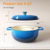 imageROVSUN 5 Quart Enameled Cast Iron Dutch Oven with Lid Dual Handles Oven Safe up to 500F or on Stovetop Compatible for Braising Stews Roasting Bread BakingBlueBlue