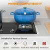 imageROVSUN 5 Quart Enameled Cast Iron Dutch Oven with Lid Dual Handles Oven Safe up to 500F or on Stovetop Compatible for Braising Stews Roasting Bread BakingBlueBlue