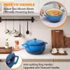 imageROVSUN 5 Quart Enameled Cast Iron Dutch Oven with Lid Dual Handles Oven Safe up to 500F or on Stovetop Compatible for Braising Stews Roasting Bread BakingBlueBlue
