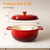 imageROVSUN 5 Quart Enameled Cast Iron Dutch Oven with Lid Dual Handles Oven Safe up to 500F or on Stovetop Compatible for Braising Stews Roasting Bread BakingBlueRed