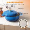 imageROVSUN 5 Quart Enameled Cast Iron Dutch Oven with Lid Dual Handles Oven Safe up to 500F or on Stovetop Compatible for Braising Stews Roasting Bread BakingBlueBlue