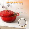 imageROVSUN 5 Quart Enameled Cast Iron Dutch Oven with Lid Dual Handles Oven Safe up to 500F or on Stovetop Compatible for Braising Stews Roasting Bread BakingBlueRed