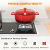 imageROVSUN 5 Quart Enameled Cast Iron Dutch Oven with Lid Dual Handles Oven Safe up to 500F or on Stovetop Compatible for Braising Stews Roasting Bread BakingBlueRed