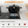 imageROVSUN 5 Quart Enameled Cast Iron Dutch Oven with Lid Dual Handles Oven Safe up to 500F or on Stovetop Compatible for Braising Stews Roasting Bread BakingBlueBlack