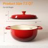 imageROVSUN 5 Quart Enameled Cast Iron Dutch Oven with Lid Dual Handles Oven Safe up to 500F or on Stovetop Compatible for Braising Stews Roasting Bread BakingBlueRed