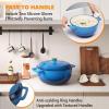 imageROVSUN 5 Quart Enameled Cast Iron Dutch Oven with Lid Dual Handles Oven Safe up to 500F or on Stovetop Compatible for Braising Stews Roasting Bread BakingBlueBlue