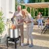 imageROVSUN 50QT Turkey Fryer with Stainless Steel Boiler Steamer Basket ampamp 54000BTU Propane Burner Outdoor Gas Deep Fryer ampamp Seafood Crawfish Boil Pot Set with High Pressure Propane Regulator and Hose60QT Pot  150000BTU Burner