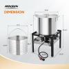 imageROVSUN 50QT Turkey Fryer with Stainless Steel Boiler Steamer Basket ampamp 54000BTU Propane Burner Outdoor Gas Deep Fryer ampamp Seafood Crawfish Boil Pot Set with High Pressure Propane Regulator and Hose80QT Pot  150000BTU Burner