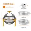 imageROVSUN 6 Quart 2 Packs Round Chafing Dish Buffet Set Gold Accent Stainless Steel Roll Top Chafer for Catering Food Warmer with Glass Window for Party Wedding Catering Banquet Graduation Event3
