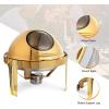 imageROVSUN 6QT Gold Chafing Dishes for Buffet Roll Top Chafing Dish Buffet Set Oval Stainless Steel Chafers and Buffet Warmers Sets with Thick Frame for Catering Events Parties Weddings Dinners