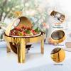 imageROVSUN 6QT Gold Chafing Dishes for Buffet Roll Top Chafing Dish Buffet Set Oval Stainless Steel Chafers and Buffet Warmers Sets with Thick Frame for Catering Events Parties Weddings Dinners