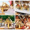 imageROVSUN 6QT Gold Chafing Dishes for Buffet Roll Top Chafing Dish Buffet Set Oval Stainless Steel Chafers and Buffet Warmers Sets with Thick Frame for Catering Events Parties Weddings Dinners