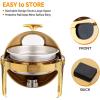 imageROVSUN 6QT Gold Chafing Dishes for Buffet Roll Top Chafing Dish Buffet Set Oval Stainless Steel Chafers and Buffet Warmers Sets with Thick Frame for Catering Events Parties Weddings Dinners
