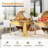 imageROVSUN 6QT Gold Chafing Dishes for Buffet Roll Top Chafing Dish Buffet Set Oval Stainless Steel Chafers and Buffet Warmers Sets with Thick Frame for Catering Events Parties Weddings Dinners