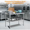 imageROVSUN 72 x 24 Stainless Steel Table for Prep ampamp WorkCommercial Worktables ampamp WorkstationsHeavy Dut Metal Table with Adjustable UnderShelf ampamp Backsplash for Kitchen RestaurantHomeHotel60x 24