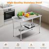 imageROVSUN 72 x 24 Stainless Steel Table for Prep ampamp WorkCommercial Worktables ampamp WorkstationsHeavy Dut Metal Table with Adjustable UnderShelf ampamp Backsplash for Kitchen RestaurantHomeHotel60x 24