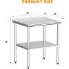 imageROVSUN 72 x 24 Stainless Steel Table for Prep ampamp WorkCommercial Worktables ampamp WorkstationsHeavy Dut Metal Table with Adjustable UnderShelf ampamp Backsplash for Kitchen RestaurantHomeHotel30x 24