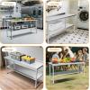 imageROVSUN 72 x 24 Stainless Steel Table for Prep ampamp WorkCommercial Worktables ampamp WorkstationsHeavy Dut Metal Table with Adjustable UnderShelf ampamp Backsplash for Kitchen RestaurantHomeHotel72x 24