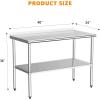 imageROVSUN 72 x 24 Stainless Steel Table for Prep ampamp WorkCommercial Worktables ampamp WorkstationsHeavy Dut Metal Table with Adjustable UnderShelf ampamp Backsplash for Kitchen RestaurantHomeHotel48x 24