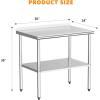 imageROVSUN 72 x 24 Stainless Steel Table for Prep ampamp WorkCommercial Worktables ampamp WorkstationsHeavy Dut Metal Table with Adjustable UnderShelf ampamp Backsplash for Kitchen RestaurantHomeHotel36x 24