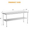imageROVSUN 72 x 24 Stainless Steel Table for Prep ampamp WorkCommercial Worktables ampamp WorkstationsHeavy Dut Metal Table with Adjustable UnderShelf ampamp Backsplash for Kitchen RestaurantHomeHotel72x 24