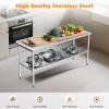 imageROVSUN 72 x 24 Stainless Steel Table for Prep ampamp WorkCommercial Worktables ampamp WorkstationsHeavy Dut Metal Table with Adjustable UnderShelf ampamp Backsplash for Kitchen RestaurantHomeHotel72x 24