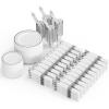 imageROVSUN 800Piece Silver Disposable Dinnerware Set for 100 Guests  Elegant Plastic Plates Napkins Silverware Dessert Plates Cups StrawsSilver