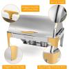 imageROVSUN 9 Quart Stainless Steel Chafing Dish Buffet Set Gold Accent Roll Top Rectangular Buffet Servers and Warmers Set Warming Tray Chafer with Glass Window for Wedding Parties Catering9 QT1Pack