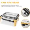 imageROVSUN 9 Quart Stainless Steel Chafing Dish Buffet Set Gold Accent Roll Top Rectangular Buffet Servers and Warmers Set Warming Tray Chafer with Glass Window for Wedding Parties Catering9 QT3Packs