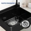 imageROVSUN 9Gallons Plastic WallMounted Utility Sink WallMounted Utility Tub with Wall Bracket HotampampCold Faucet Drain Plug Perfect for Basement Laundry Room Garage or Shop and More BlackBlack