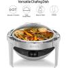 imageROVSUN Chafing Dish Buffet Set6 Quart Roll Top Stainless Steel Chafer NSF Round Set with Food Pan Water Pan and Fuel Holders for Wedding Parties Banquet Catering Events6 QT1 Pack