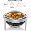 imageROVSUN Chafing Dish Buffet Set6 Quart Roll Top Stainless Steel Chafer NSF Round Set with Food Pan Water Pan and Fuel Holders for Wedding Parties Banquet Catering Events6 QT3 Packs
