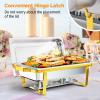 imageROVSUN Chafing Dishes for Buffet 2 Pack 9QT Chafing Dishes Elegant Gold ampamp Silver with RolledEdge Design Catering Chafer Warmer Set with Folding Frame for Party Wedding Banquet2 Pack