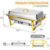 imageROVSUN Chafing Dishes for Buffet 2 Pack 9QT Chafing Dishes Elegant Gold ampamp Silver with RolledEdge Design Catering Chafer Warmer Set with Folding Frame for Party Wedding Banquet4 Pack